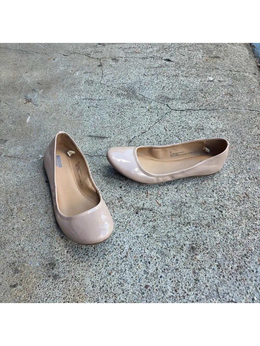 Mossimo Y2K Beige Vegan patent leather ballet flats sz 10 US
